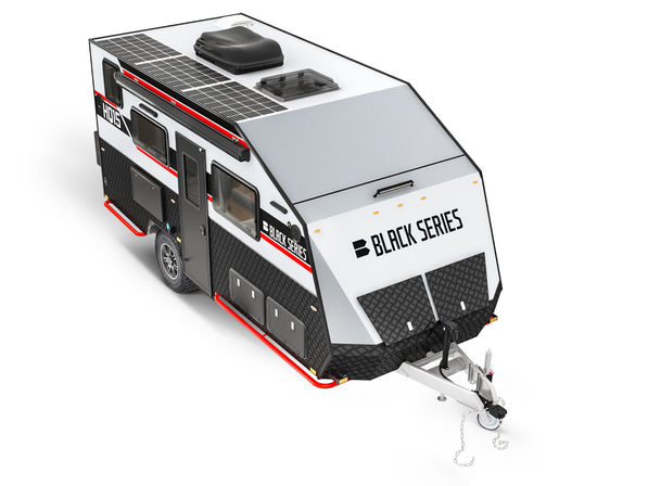 Black Series HQ15 on dirt road — off-road overlanding camper trailer