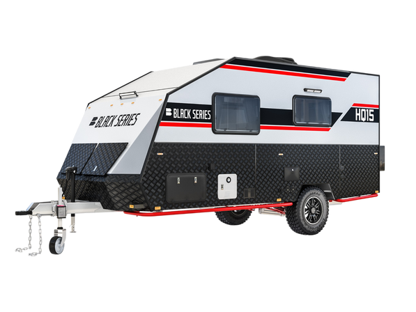 Black Series HQ15 off-road travel trailer — sleeps 3, queen bed, full bathroom