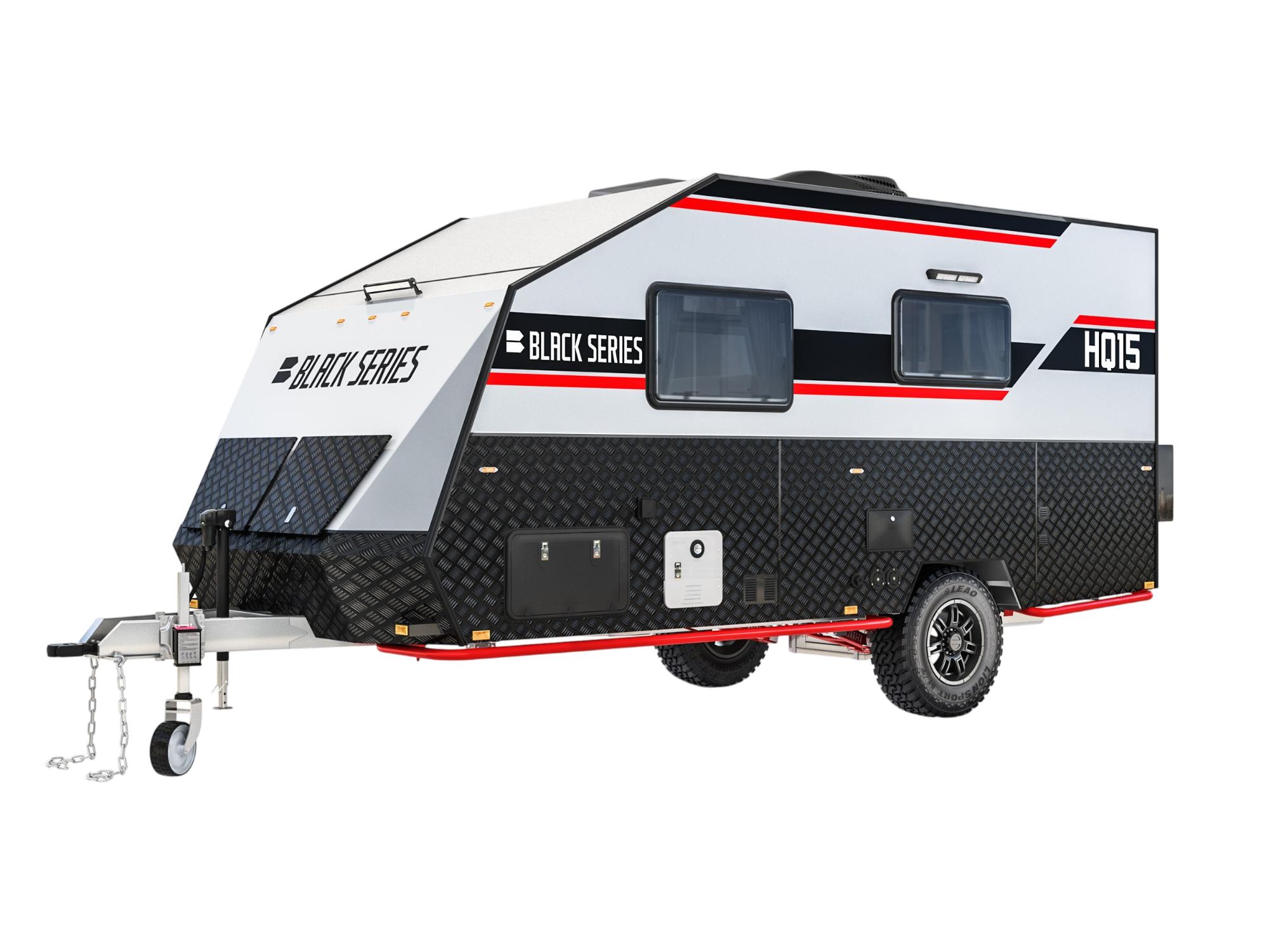 Black Series HQ15 off-road travel trailer — sleeps 3, queen bed, full bathroom