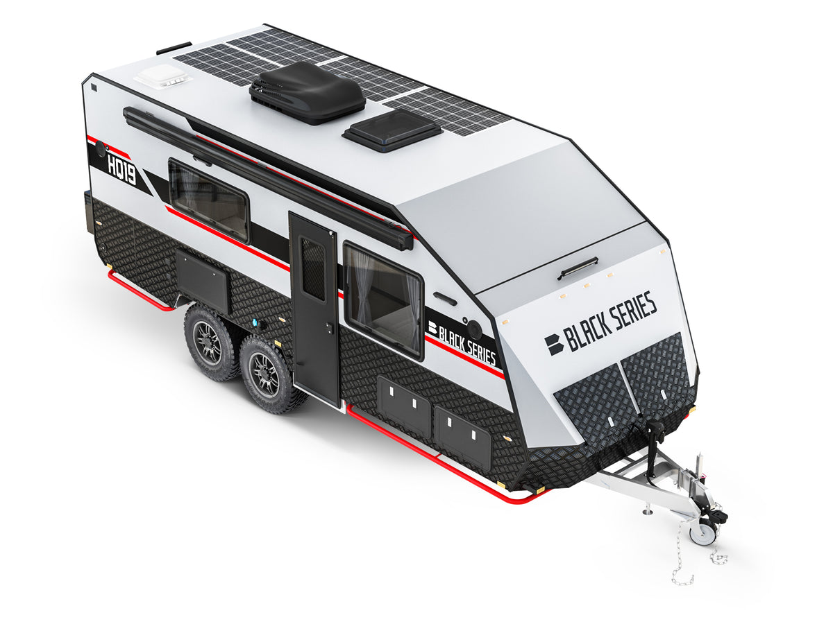 Black Series HQ19 side profile on rocky terrain — extreme off-road trailer