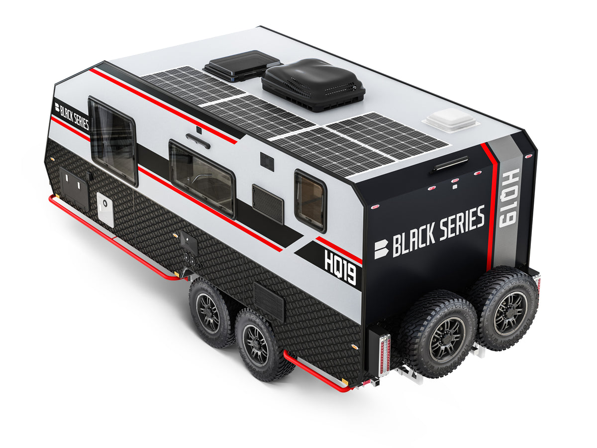 Black Series HQ19 exterior rear view — off-road overlanding camper