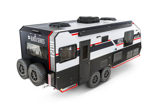 Black Series HQ21 interior living area — premium overlanding amenities